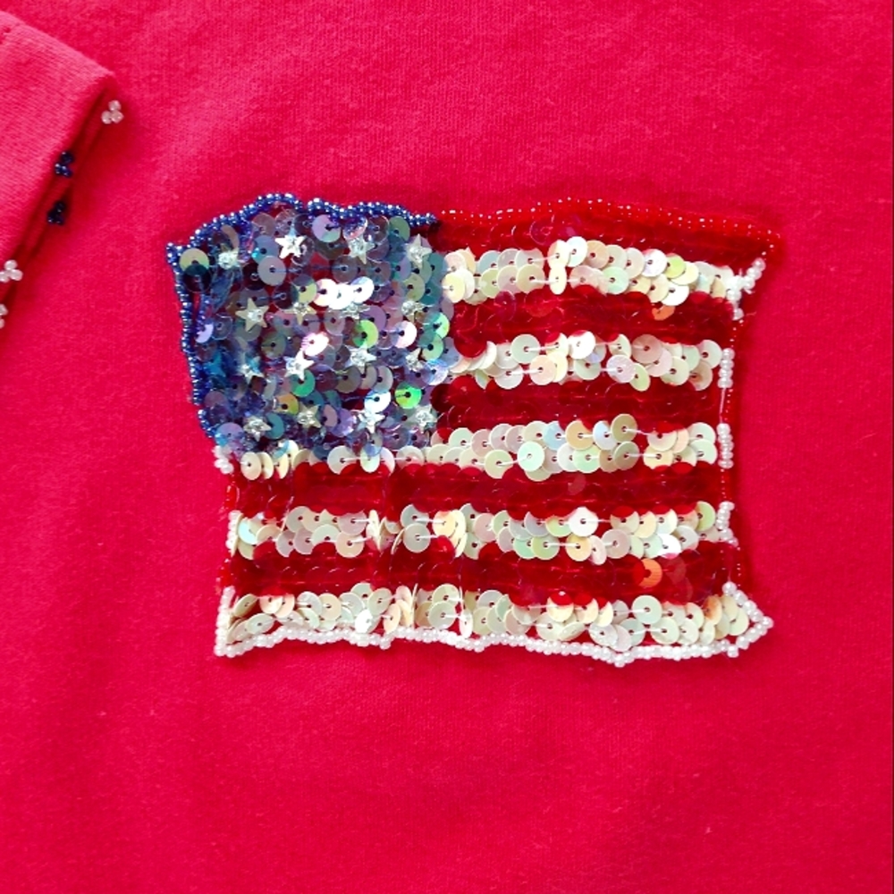 Quacker Factory Patriotic Sequin/Bead Detail Jers… - image 4
